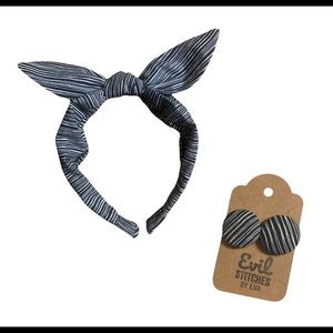 Handmade Headband and Fabric Button Earrings Set